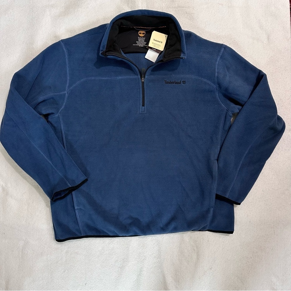NWT Timberland Blue Mens Size 2XL Fleece Quarter Zip Pullover Sweatshirt NEW